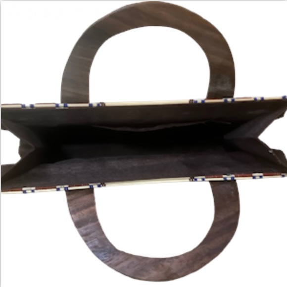 Vintage Collapsible Bamboo Handbag Slatted Double Wooden Handle Rectangle Purse - Picture 8 of 16